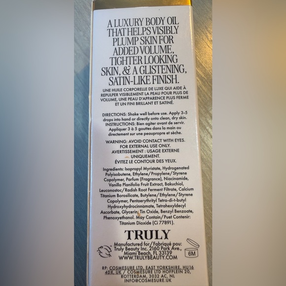 Truly Luxury Body Oil | Hydrating & Illuminating with Natural Shimmer-New In Box - Picture 9 of 11